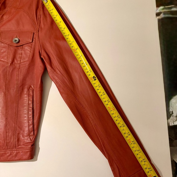 Jakett...etc. Washed Leather Button Front Jacket in Rust - Size Small - Picture 11 of 11